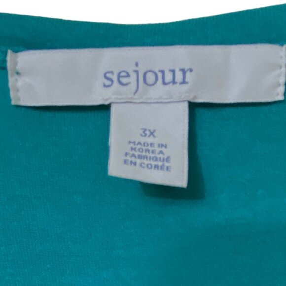 SEJOUR Plus Size Top 3X Teal Green Crossover NWT Nordstrom Short Sleeve Tee - Picture 6 of 8